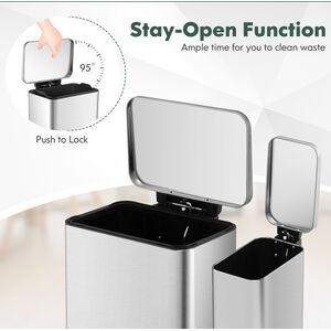 2Pcs Kitchen Rubish Bin - Silver by Costway