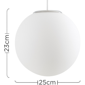 Modern Large White Glass Globe Ceiling Pendant Light Shade - Silver by ValueLights