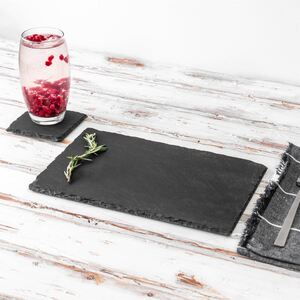 Argon Tableware Slate Placemats Coasters Set - 30cm x 20cm - Grey - Grey by Argon Tableware