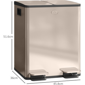 HOMCOM 20L Dual Kitchen Bin with Removable Inner Buckets by HOMCOM