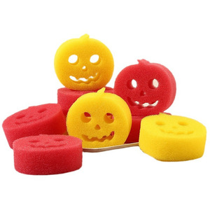 6pcs Smiley Face Sponge Scouring Pad - Yellow