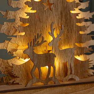 Light up Christmas Tree with Deer and LEDs - Brown by Samuel Alexander