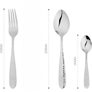 Fork Spoon Sets Stainless Steel Flatware Hammered Effect Bar Free Gift by Glim & Glam