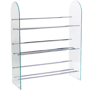 LUXOR - 3 Tier 9 Pair Shoe Storage Organiser Rack - Glass Chrome - Silver by Watsons