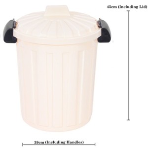 Cream Clip Top Storage Bin 25L Medium Waste Paper Bin Toy Storage Pet Food Tub - Cream by RSW