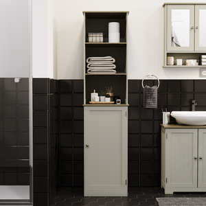 Priano 1 Door 2 Shelf Tall Cabinet - Grey by Vida Designs