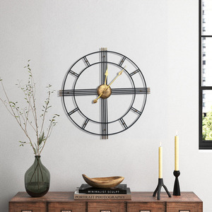 Oversized Cut Out Metal Wall Clock - Black and Gold by komore