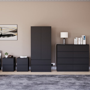 Denver Bedroom Set (2 Drawer Bedside(x2), 8 Drawer Chest, 2 Door Wardrobe) by Vida Designs