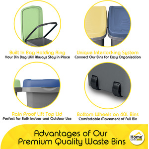 Slim Lift Top Kitchen Recycling Waste Bin - White / 25l by Home Centre