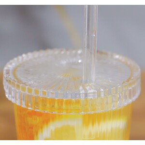 Glass Cup with Lid and Straw - Clear