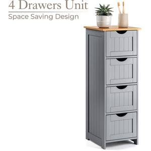 Bathroom 4 Drawer Cabinet - Grey by Christow