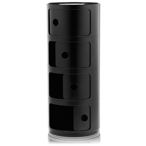 Round Beside Table Filling Cabinet Chest Unit Stockable - Black / 4 by Livingandhome