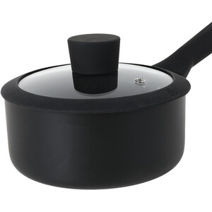Ayano Soft Touch Non Stick Saucepan with Lid - Black / 20cm by Kitchenmaster