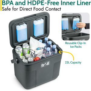 22L Cool Box with Ice Freezer Blocks - Grey by Trail