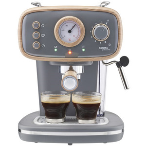 15-Bar Retro Espresso Coffee Machine - Nordic Grey by Cooks Professional