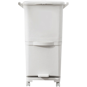 Dry Wet Waste Recycling Pedal Classified Bin Kitchen Storage Trolley Cart - White / 38l by Livingandhome