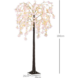 HOMCOM 180cm Cherry Blossom Tree Light with 450 Warm White LED Lights - Pink by HOMCOM
