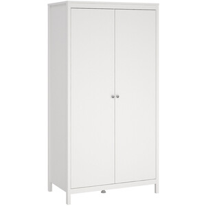 Madrid 3 Piece Bedroom Set - White / 1 x 2-drawer bedside table, 1 x 5-drawer chest of drawers and 1 x 2-door wardrobe
