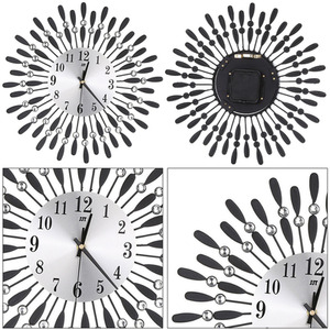 Crystal Sun-Shaped Wall Clock - Black by Livingandhome