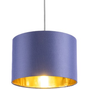 CGC LUPO Luxury Navy Blue and Gold Inner Cotton Round Drum Lamp Shade - navy by CGC Lighting