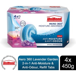 Unibond AERO 360 Lavender Garden Refill Tabs for Moisture Absorber Dehumidifier - 4 Pack / 22cm by Aero