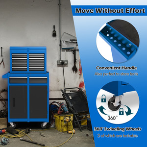 Tool Storage Cabinet with Lockable Wheels - Blue by GAINOOM