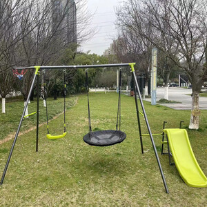 Double Swing with Slide Playset - Green