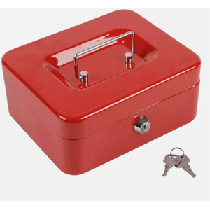 Money Box Tin Steel Metal Cash Safe - Red by Marco Paul