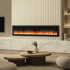 3-in-1 Electric Fireplace with 12 Adjustable Flames and 5 Brightness - Black by Livingandhome