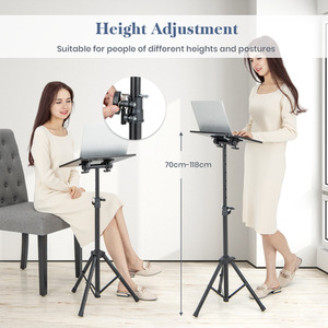 Adjustable Laptop Floor Stand - Black by Costway