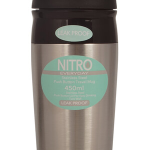 Nitro Push Button Travel Mug - Silver