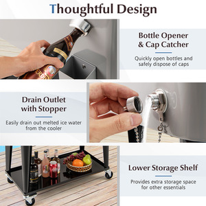 Rolling Ice Chest - Grey by Costway