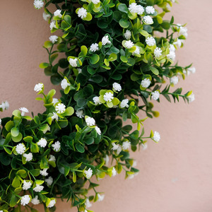Baby's Breath Artificial Wreath with Hanging Loop - Green by Primrose