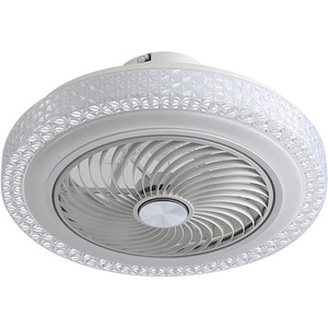 Round Ceiling Fan Light with Crystal-Effect Shade - White by Livingandhome