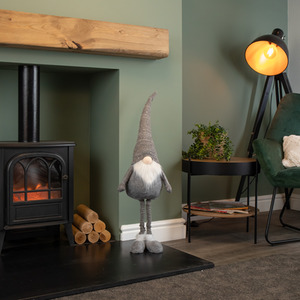 Christmas Plush Grey Standing Gonk Long Legs LED Illuminated Beard - Grey by Samuel Alexander