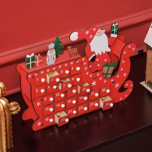 HOMCOM Christmas Advent Calendar with 24 Countdown Drawers - Red by HOMCOM