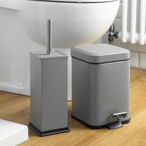 Square Stainless Steel Bathroom Pedal Bins Set of 2 - Grey by Harbour Housewares