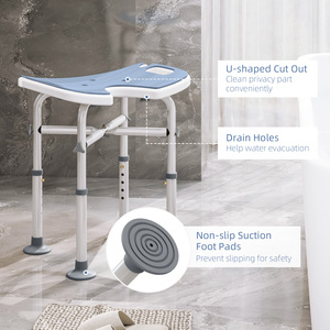 HOMCOM Adjustable Shower Stool with Grab Rail Padded Seat by HOMCOM