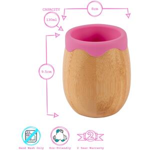 130ml Bamboo Baby Trainer Cup - Pink / 9.5cm by Tiny Dining
