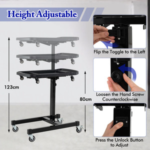 2-in-1 Rolling Tool Tray Work Table - Black by GAINOOM