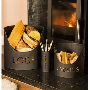 Log Bucket Fireside Accessories - Black by Marco Paul