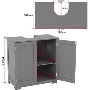 Priano 2 Door Under Sink Cabinet - Light Grey by Vida Designs