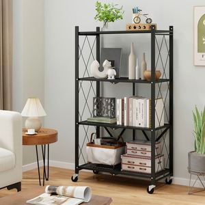 4-Tier Foldable Storage Shelf - Black by Costway