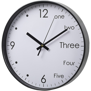 Round Clock with Arabic English Numerals - Black and White by Livingandhome