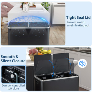 60L Double Rubbish Bin - Black by Costway