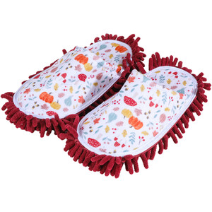 Autumn Pumpkin Chenille Slippers - White and Red