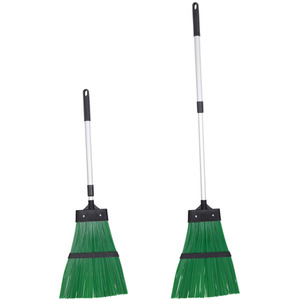 Outdoor Garden Bristled Brush Rake with Extendable Handle - Green by JVL