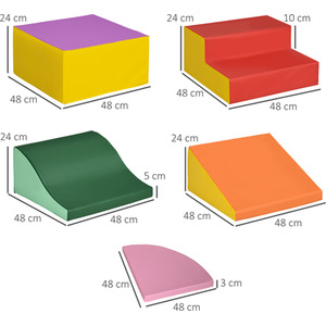 HOMCOM 6-Piece Soft Playset with Stairs and Ramp - Red by HOMCOM