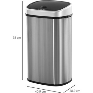 HOMCOM Sensor Waste Bin - Silver / 58l by HOMCOM