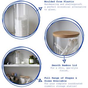 Reusable Plastic Tall Cotton Pad Holders with Bamboo Lid - Pack of 2 - Clear by Harbour Housewares